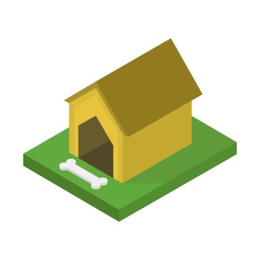 köpek evi simgesi, izometrik 3d biçimi
