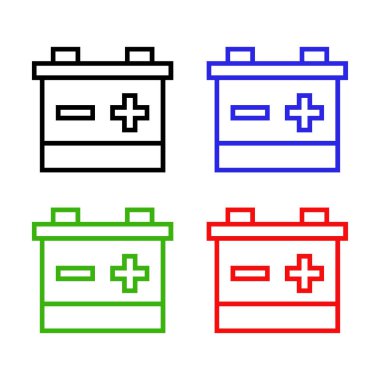 araba pil simgeleri beyaz arkaplanda ayarlandı 