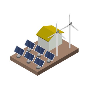 Beyaz arkaplanda güneş panelleri simgesi