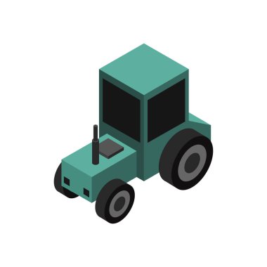 Web için beyaz arkaplan üzerindeki traktör düz vektör çizimi