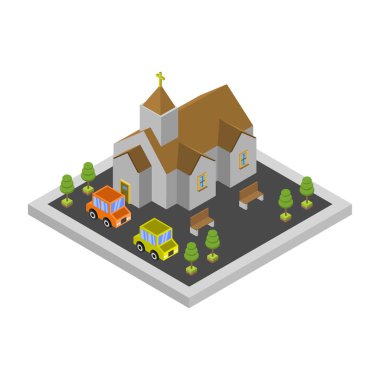 Vektör kilisesi, kilise simgesi tasarım illüstrasyonu         