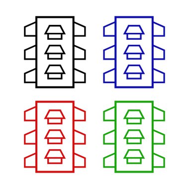 Beyaz arkaplanda izole edilmiş trafik ışığı simgeleri.                  