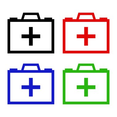 İlk yardım kutularının düz simge vektör tasarımı