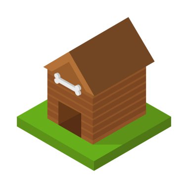 köpek evi simgesi, izometrik 3d biçimi