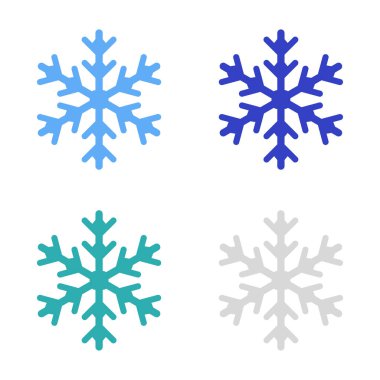 Beyaz arkaplanda izole edilmiş kar tanesi simgeleri, vektör illüstrasyonu