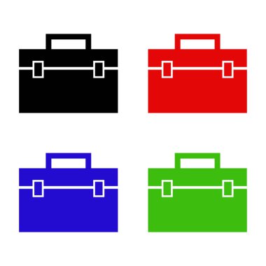 Renklerin Çeşitliliğinde Beyaz Arkaplanda İzole Edilmiş Simge - Evrak Çantası