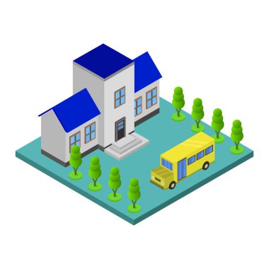 okul vektör tasarımı illüstrasyonu oluşturuluyor