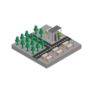 Modern şehir merkezinin izometrik çizimi