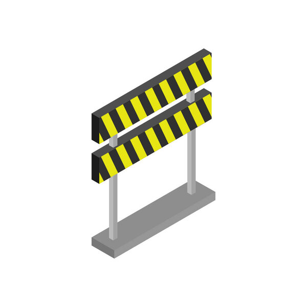 barrier with road sign. 3 d illustration