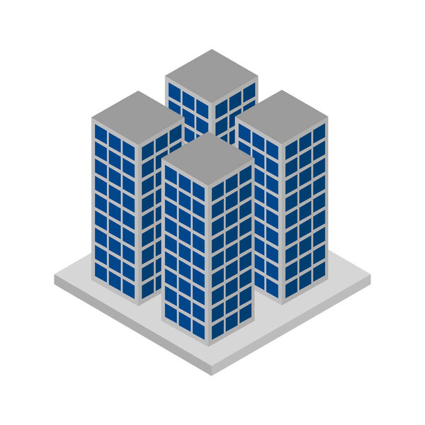 stylised icon of apartment buildings, vector illustration