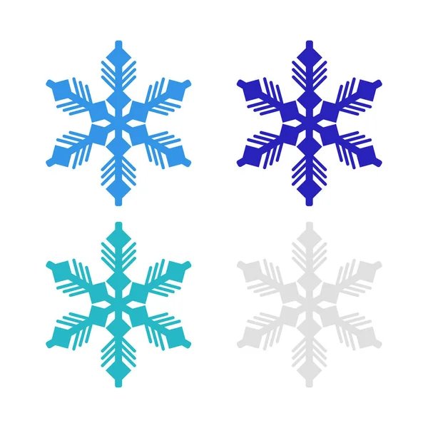 Conjunto Flocos Neve Natal Azuis —  Vetores de Stock