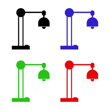 Masa lambası simgeleri beyaz arkaplanda izole edildi