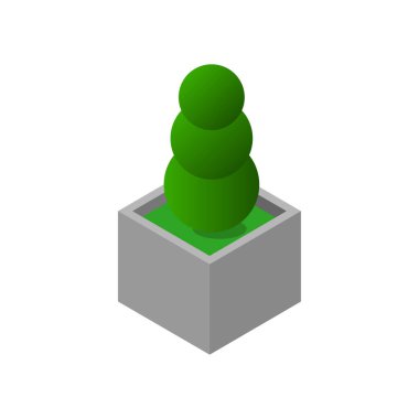 Saksı bitkisi simgesi beyaz arkaplanda izole edildi 