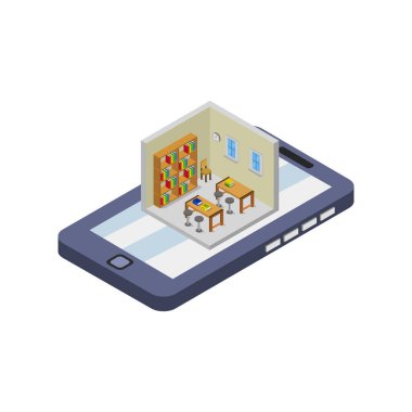 Akıllı telefon izometrik biçim simgesi beyaz arkaplanda izole edildi 