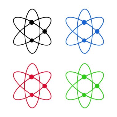 Beyaz arkaplanda Atom vektörü illüstrasyonu. 