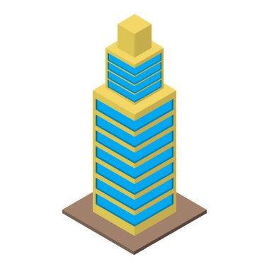 Apartman binasının biçimlendirilmiş simgesi, vektör illüstrasyonu