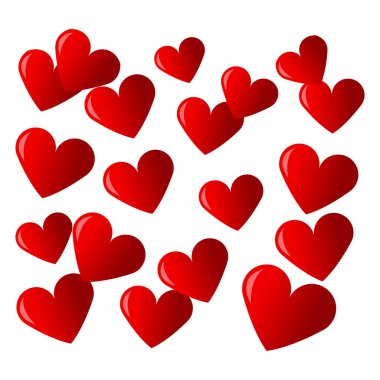 Beyaz arkaplanda kırmızı kalpler