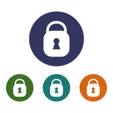 Web ve mobil uygulama tasarımınız için asma kilit ikon vektör resimleme arkaplanı, ok logosu 