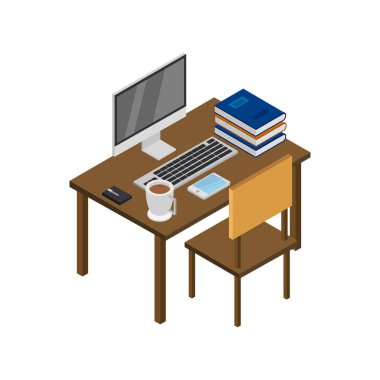 çevrimiçi çalışma 3d çizim vektörü illüstrasyonu