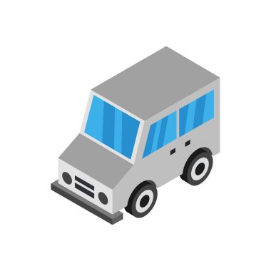 Araba simgesi. İzometrik çizimde araba vektör simgesi web için 