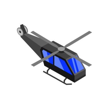 Çizgi film tarzında helikopter simgesi arkaplanda izole. 