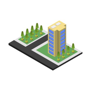 Apartman binasının biçimlendirilmiş simgesi, vektör illüstrasyonu