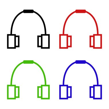 Kulaklık ikonu ayarlandı. düz tasarım biçimi