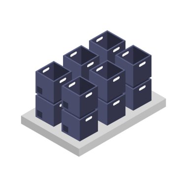 izometrik kutular ikon vektör çizimi