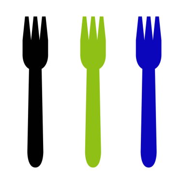 Renkli çatal simgesi seti, vektör illüstrasyonu