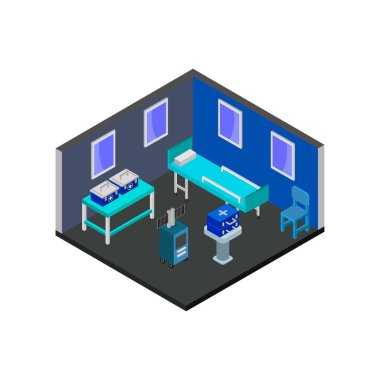 Hastane odası izometrik vektör simgesi