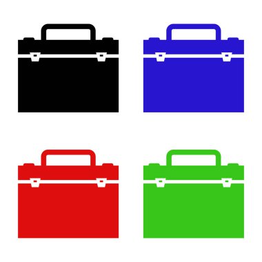 Renklerin Çeşitliliğinde Beyaz Arkaplanda İzole Edilmiş Simge - Evrak Çantası