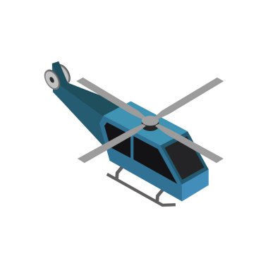 Çizgi film tarzında helikopter simgesi arkaplanda izole. 