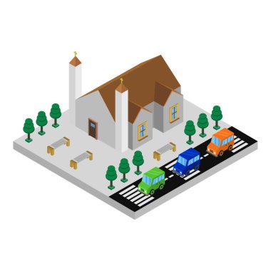 Vektör kilisesi, kilise simgesi tasarım illüstrasyonu         