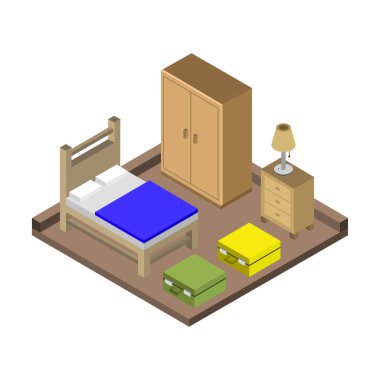 Beyaz arkaplanda otel izometrik biçim simgesi