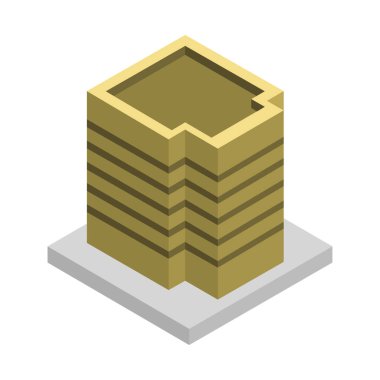 Apartman binasının biçimlendirilmiş simgesi, vektör illüstrasyonu