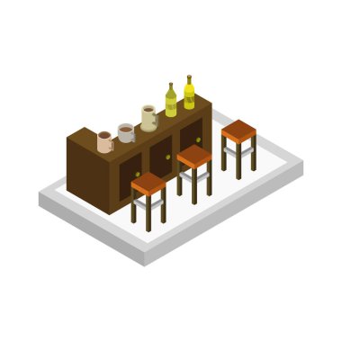 Beyaz arkaplan üzerindeki çubuk izometrik biçim çizimi