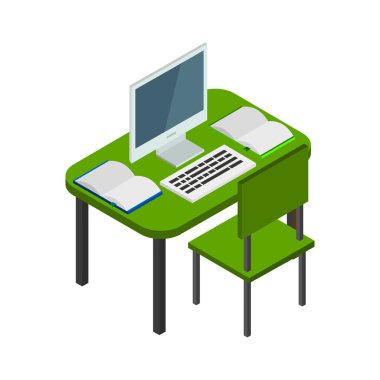 çevrimiçi çalışma 3d çizim vektörü illüstrasyonu