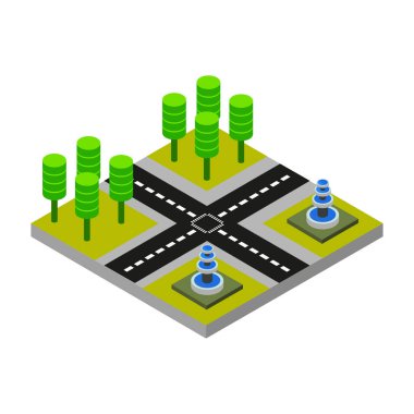 Ağaçlı izometrik vektör şehir parkı