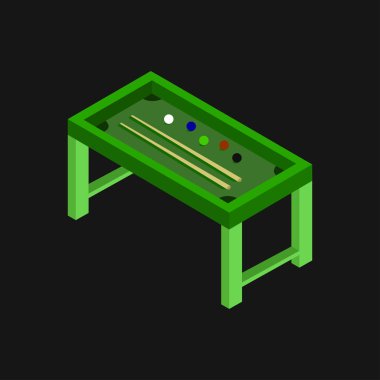 bilardo masası izometrik vektör çizimi