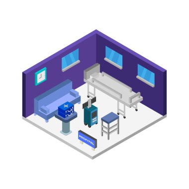 Hastane odası izometrik vektör simgesi