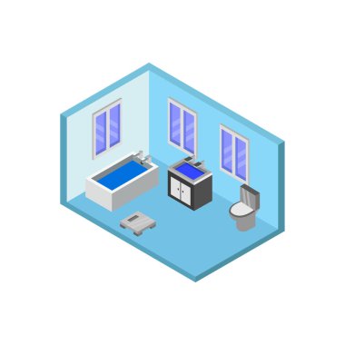 vektör izometrik banyo içi.