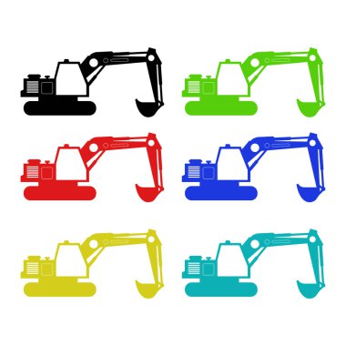 Kazıcı. Büyük, modern bir kazıcının silueti. Yan görünüm