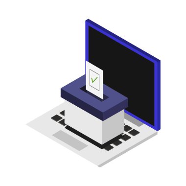 Oylama vektör çizimine sahip bilgisayar masaüstü 