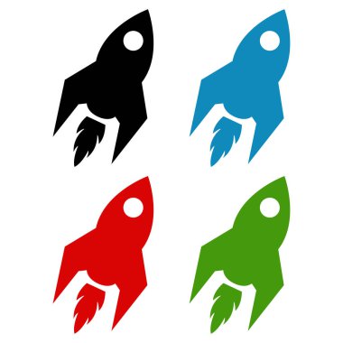 Moda biçimi izole edilmiş arka planda bir dizi roket simgesi