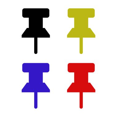 Renkli çizim iğnelerinden oluşan simge seti