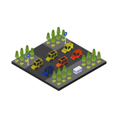 Otoparkın izometrik simgesi. vektör illüstrasyonu.