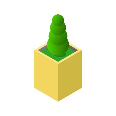 Saksı bitkisi simgesi beyaz arkaplanda izole edildi 