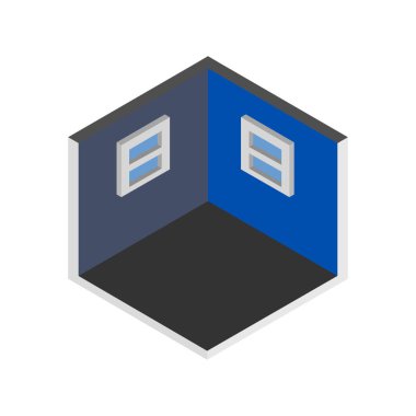 izometrik oda tasarımı, düz vektör çizimi