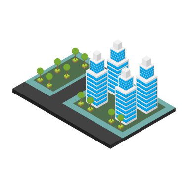 Apartman binalarının biçimlendirilmiş simgesi, vektör illüstrasyonu