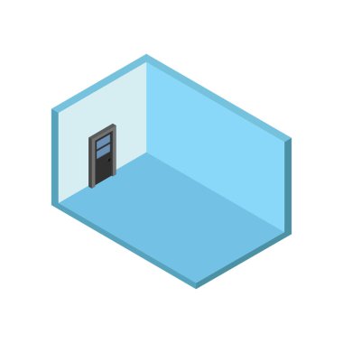 izometrik oda tasarımı, düz vektör çizimi